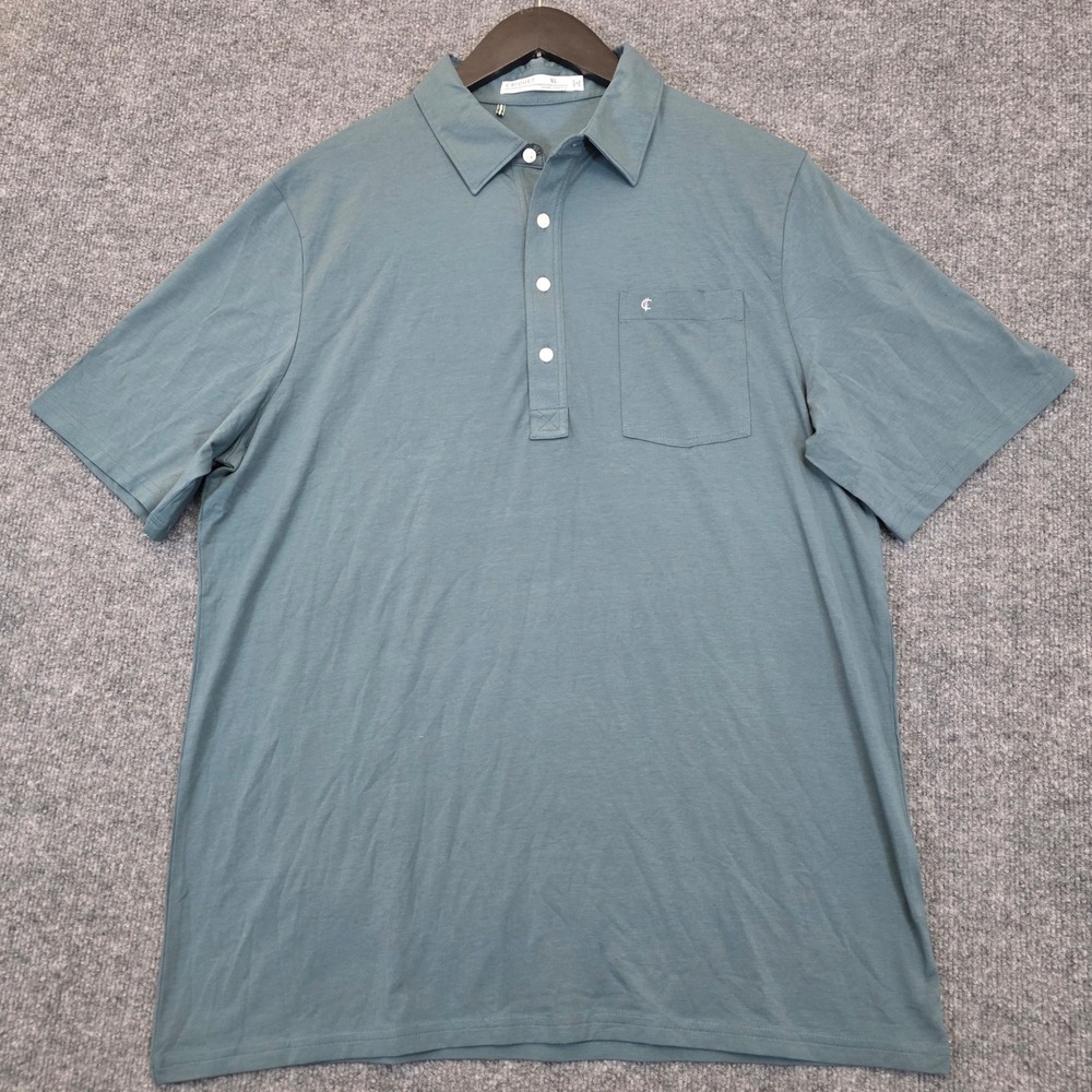 Criquet Polo Shirt Mens XL Blue Green Pima Cotton Blend Short Sleeve Pocket